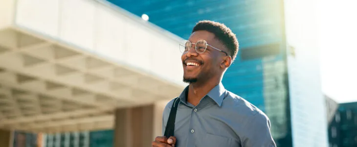 Smiling professional man on a sunny day